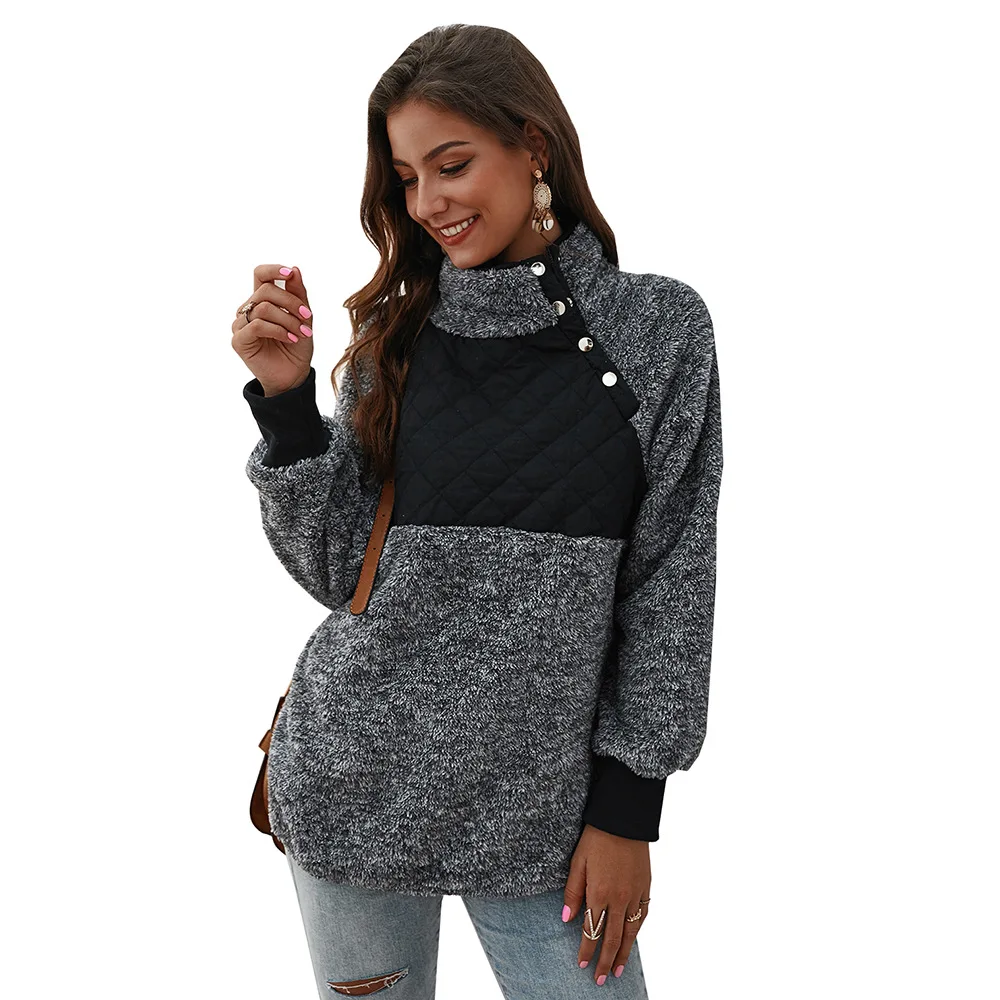 Толстовка Женская с воротником хомутом и кнопками по бокам|Женские толстовки