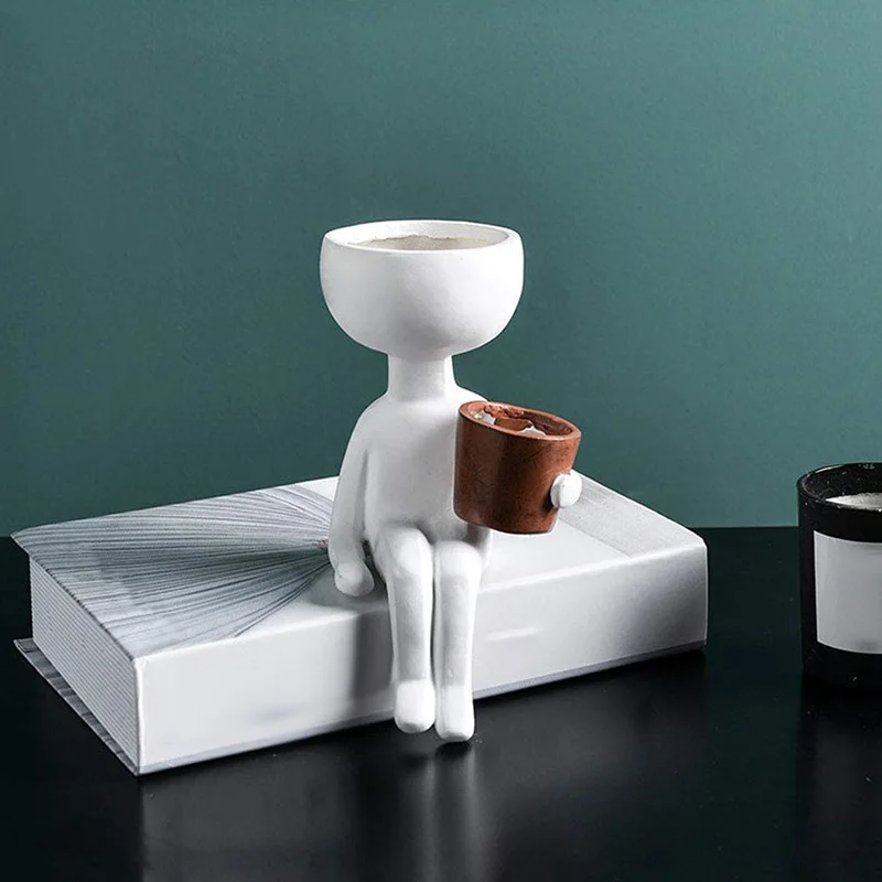 

Art Portrait Vase Resin Flower Pot Abstract Character Succulents Plant Pot Desktop Vase Mini Landscape Decor