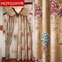 american luxury 4d thick embossed jacquard full blackout floor curtains for bedroom living room window hotel kitchen apartment