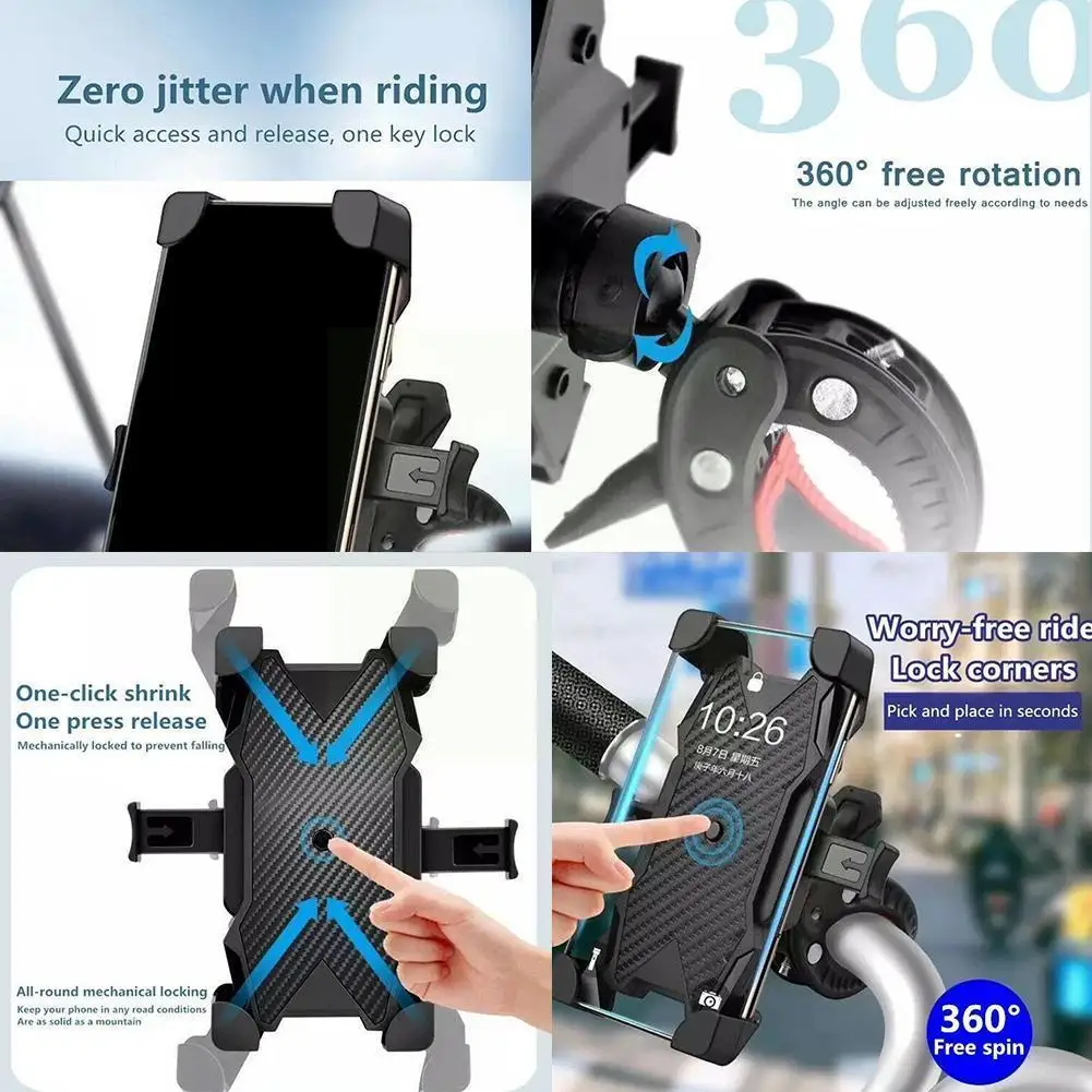 

Motorcycle Bike Phone Holder Universal Motorcycle Anti-slip GPS For All Bicycle Smartphones Universal Stand Phone Bracket C U4R7
