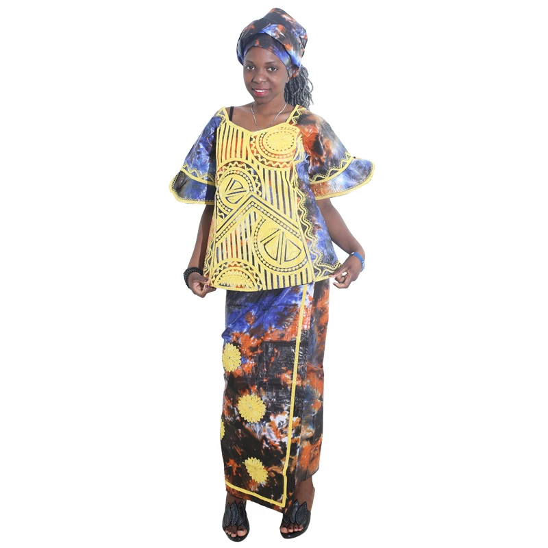 Женская короткая юбка раппер MD костюм в африканском стиле с шарфом и вышивкой