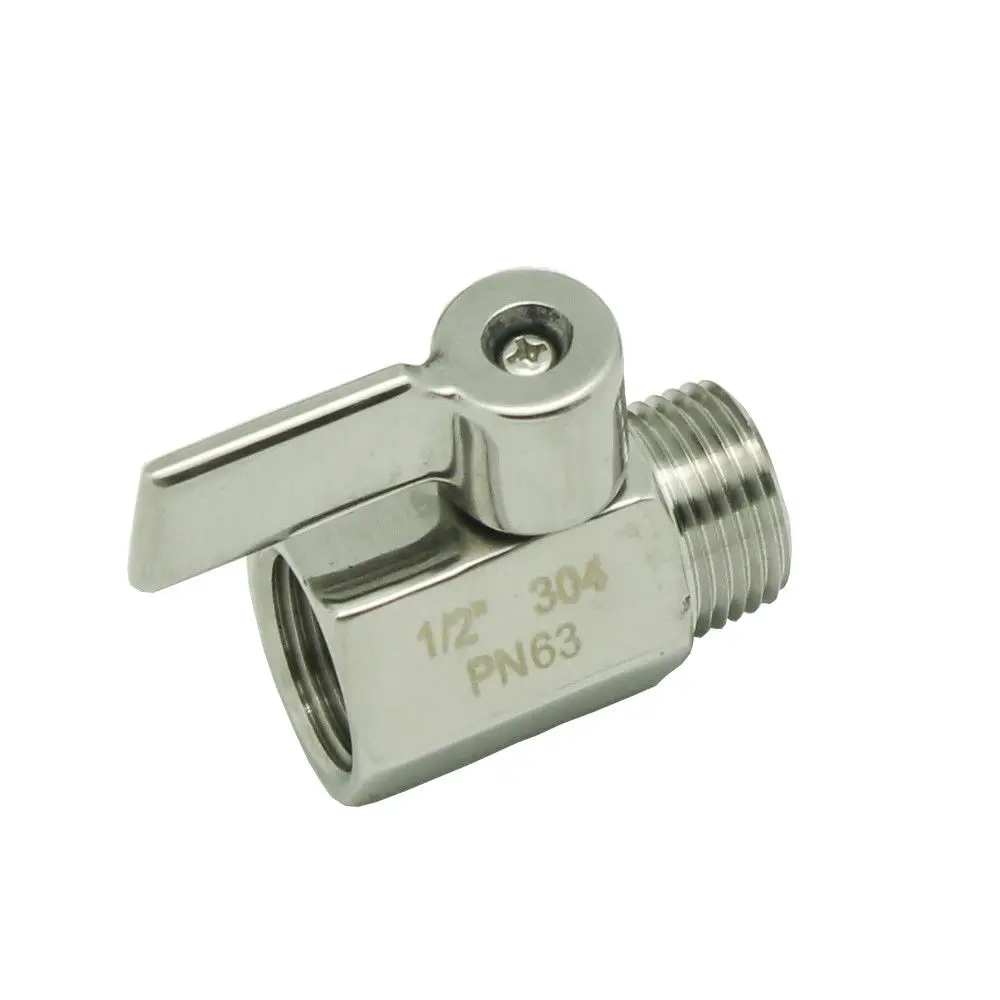 

New 1/2" Stainless Mini Ball Valve With Stainless Handle, NPT FxM Thread SS304