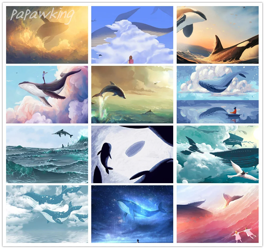 

Diy Whale Diamond Painting Full Square Round Diamond Animal Cross Stitch Modern Home Art Rhinestone Embroidery Decoration