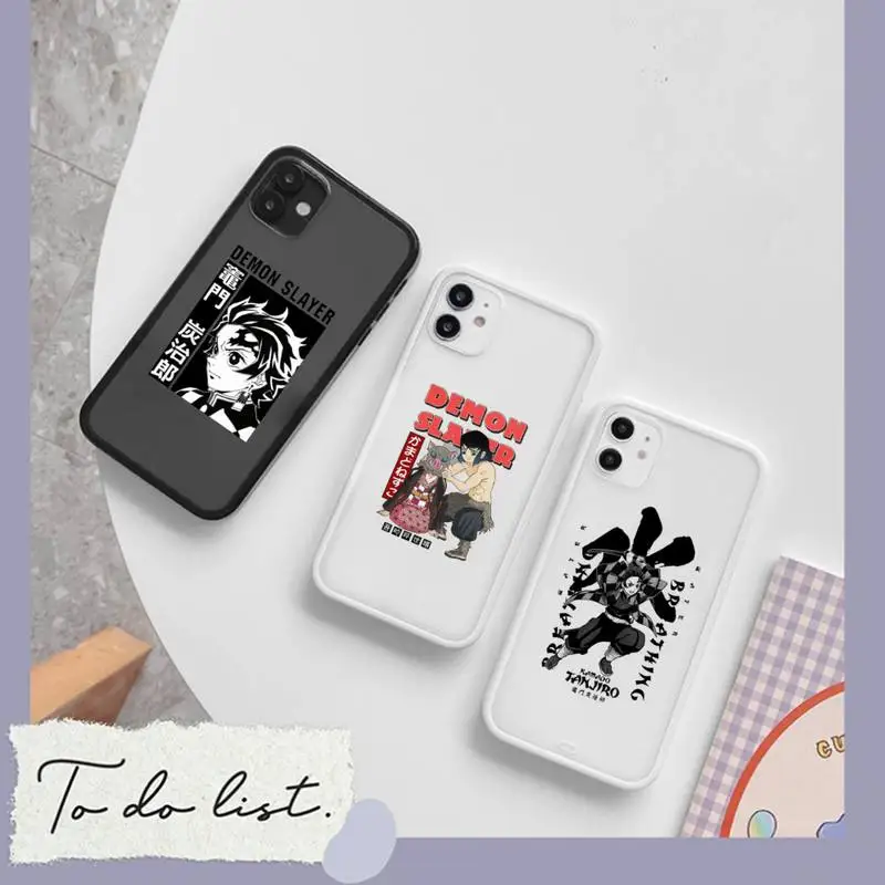

Japan anime Demon Slayer Phone Case matte transparent For iphone 7 8 11 12 13 plus mini x xs xr pro max cover