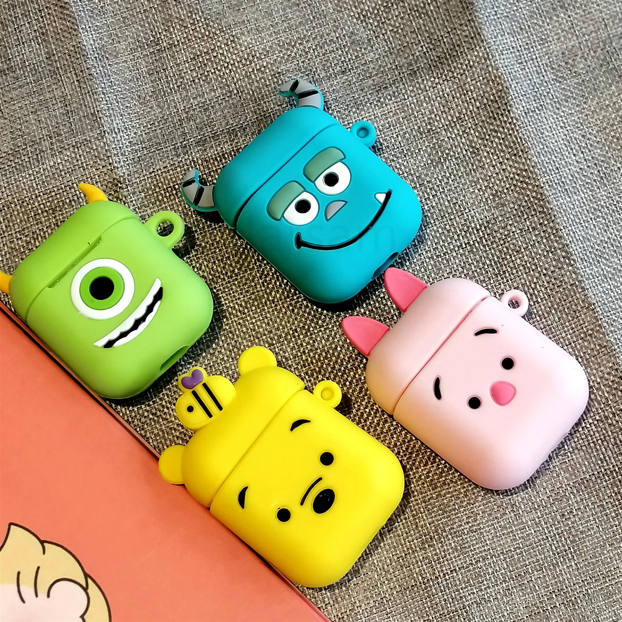 Чехол для Airpods силиконовый чехол с мультяшным рисунком Apple Air pods милый наушников 3D