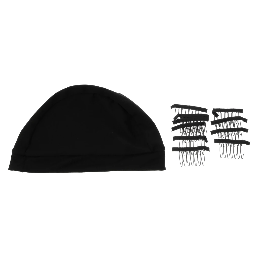 

Wig Cap for Wig Making Mesh Weav Cap Stretchy Net Strap&10pcs Steel Wig Clip