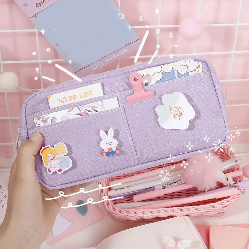 Large Capacity Pencil Case Pen Bag High Quality Ice cartoon animals Color Storage Pouch Organizer for Stationery School | Канцтовары для