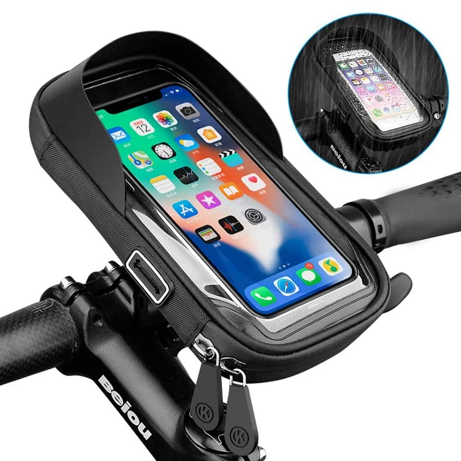 

Waterproof Bicycle Motorcycle Phone Holder Bike Phone Touch Screen Bag 6.4inch Bicycle Handlebar Holder for iPhone 12Pro Samsung