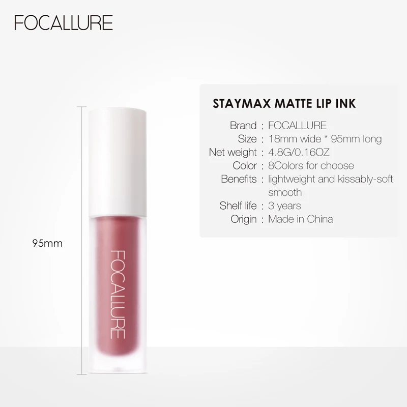 FOCALLURE 19 Color Liquid Lipstick Velvet Matte Lip Gloss Cosmetic Waterproof Lightweight Glaze Long Lasting Tint Makeup |