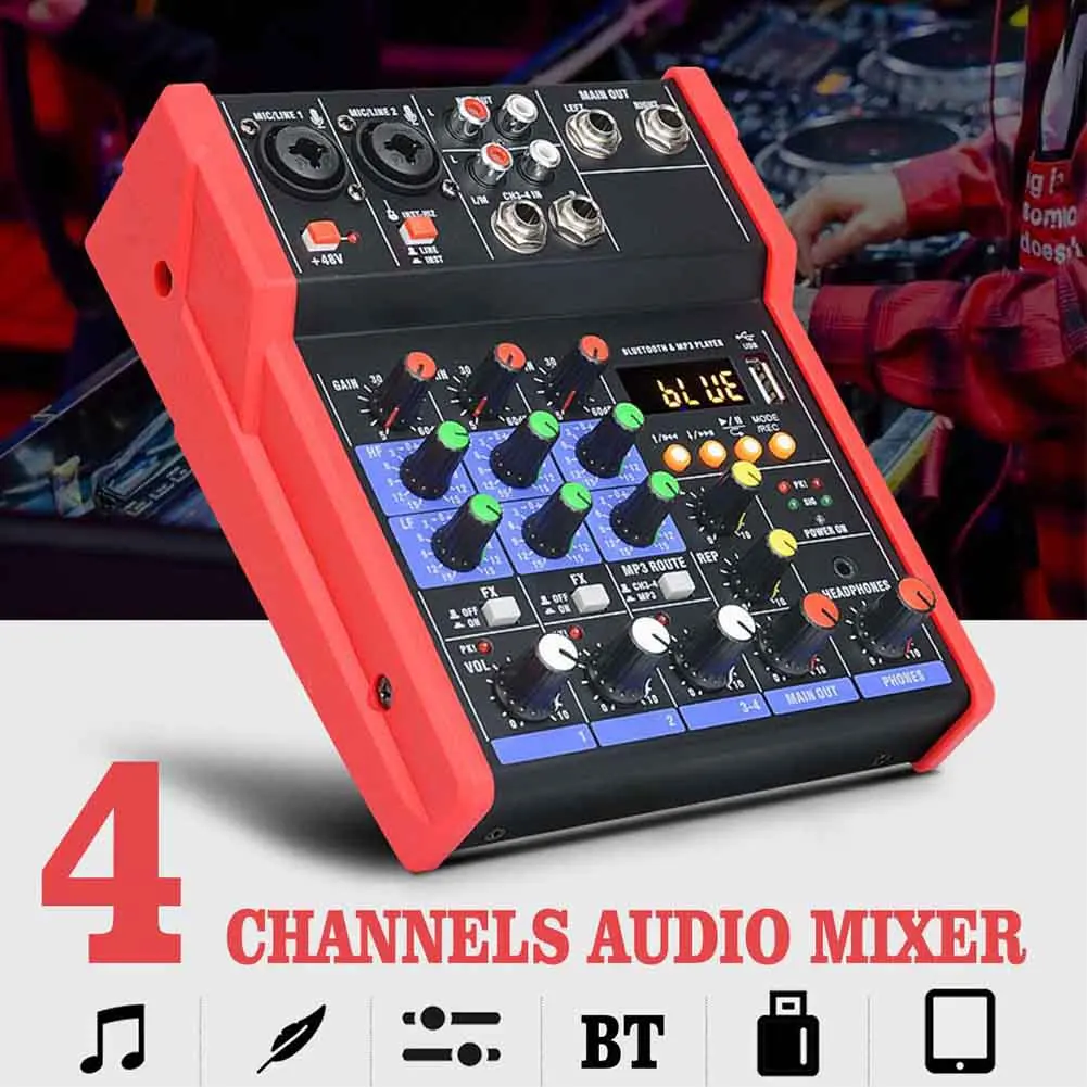 4 канала KTV Stage Music Live Performance звуковая карта DJ консоль USB 5V стерео Bluetooth домашняя