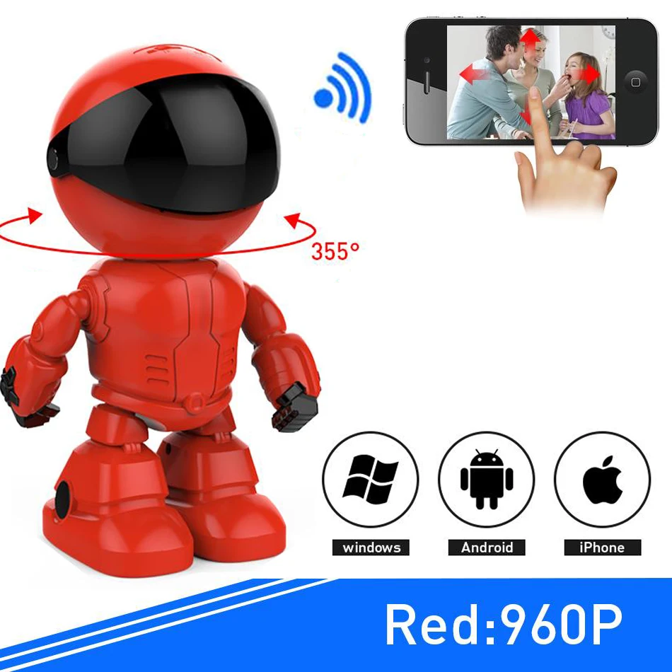 HD Wi Fi робот IP P2P мини камера панорамирование наклон безопасность ночное видение