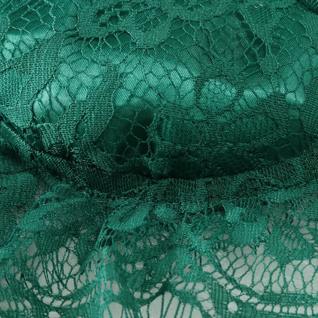 Модный Зеленый женский сексуальный комплект с бюстгальтером кружевной ажурный