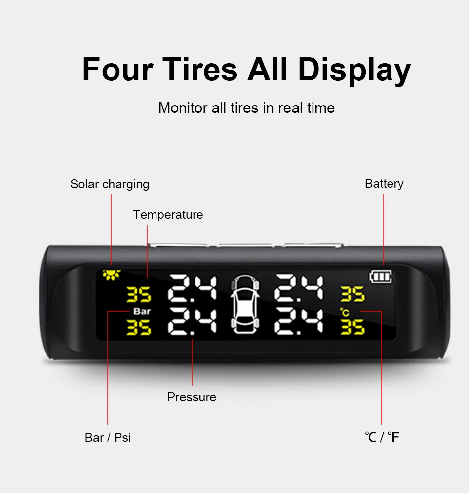 Автомобильный TPMS Тестер давления в шинах Develuck цифровой ЖК-дисплей HD беспроводной