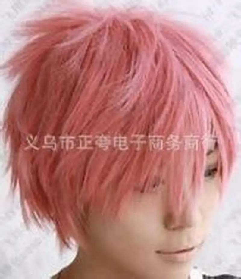 Anime Cosplay Wig For Fairy Tail Natsu Dragneel Costume Short Pink Synthetic Hair Wigs Party Peruca Pelucas