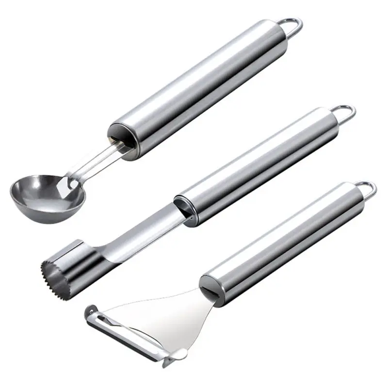 Фруктов для украшения тортов Нержавеющая сталь долговечная ложка дыни Ножи