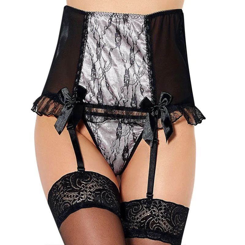 black garter belt Sexowna Bielizna, большой размер, цветочный кружевной пояс с подвязками, высокая талия, женское нижнее белье, пояс для чулок, горячая Распродажа, пояс для чулок P5079 - Цвет: black garter belt
