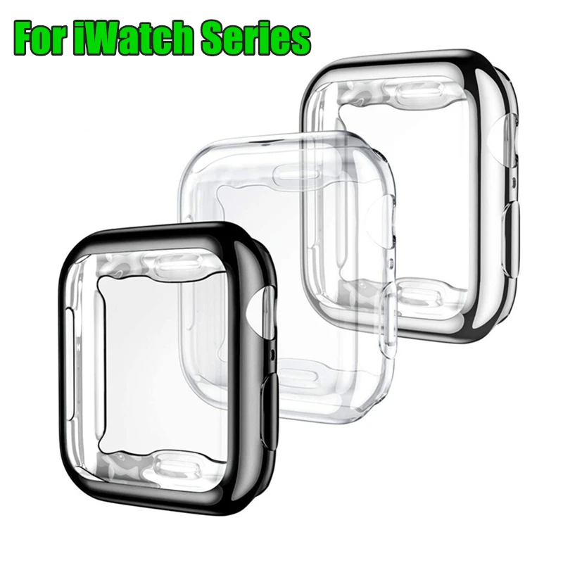 

Прозрачный чехол для Apple Watch Series 6 5 4, защитный чехол 40 мм 44 мм, мягкий ТПУ чехол с полным покрытием для iWatch 3 2 1 38 мм 42 мм