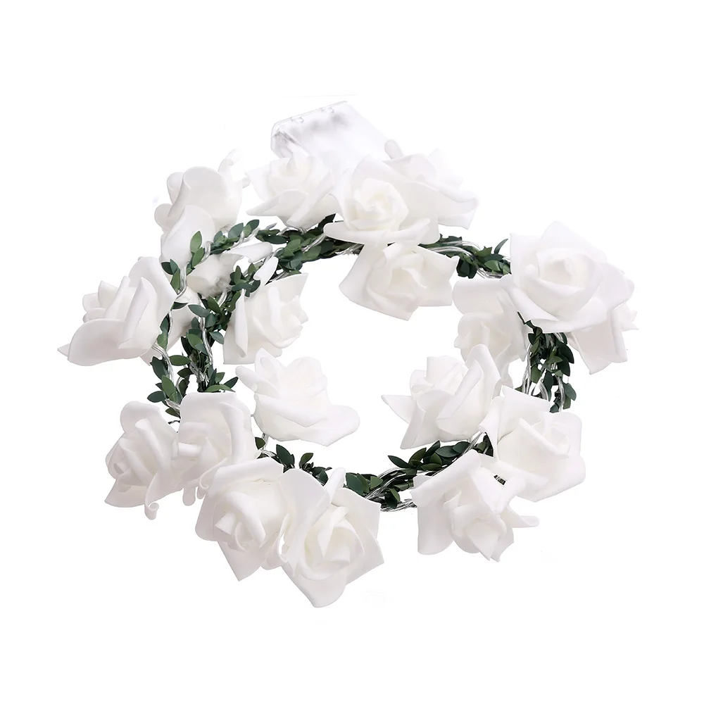 

20LED Battery Powered Rose Flower Garland Plant Fairy Light Valentine'S Wedding Bedroom Party Garden Indoor Decoration Craft Art