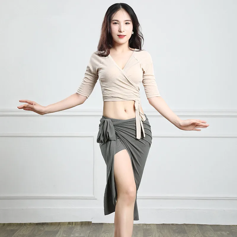 

Костюм для танца живота, комплект из двух предметов, Сексуальная плиссированная юбка для начинающих и взрослых