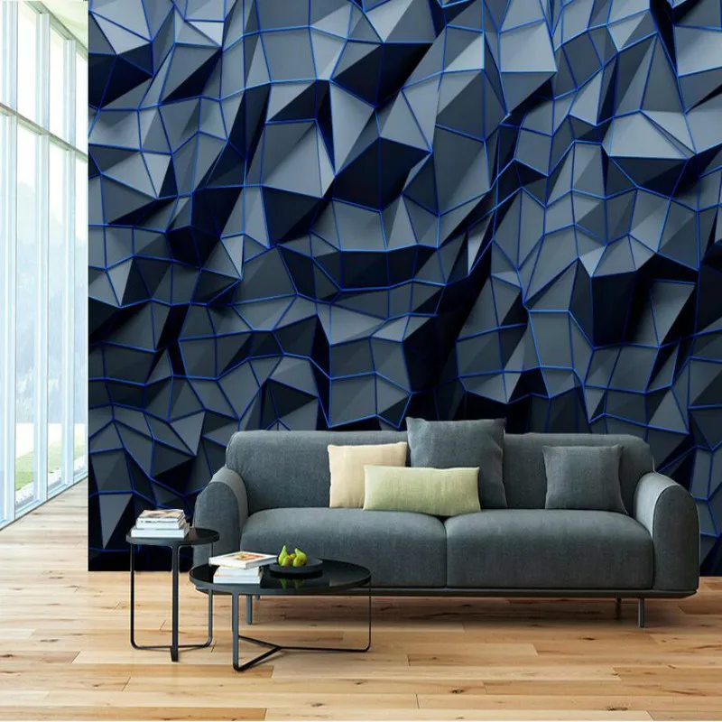 Современная Абстрактная 3D стереоскопическая темно синяя Геометрическая