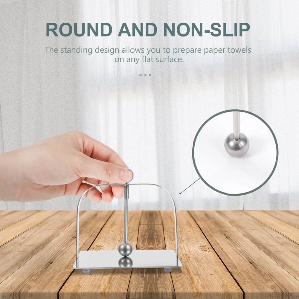 

1pc Desktop Napkin Stand Stainless Steel Fixing Ball Serviette Holder for Table