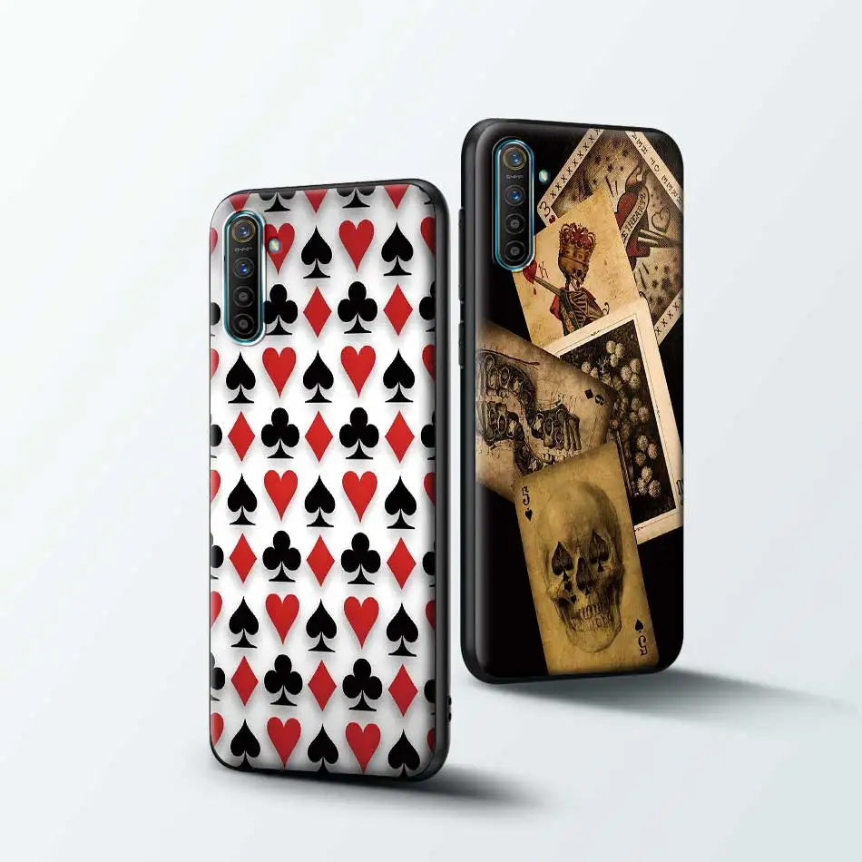 

Yomic Phone Cases for Realme 6 C3 XT 5 X50 C11 X3 7 Pro 6i 5i 6S 7i Coque Spades Poker Play Cards Black Soft Silicon Cover Shell