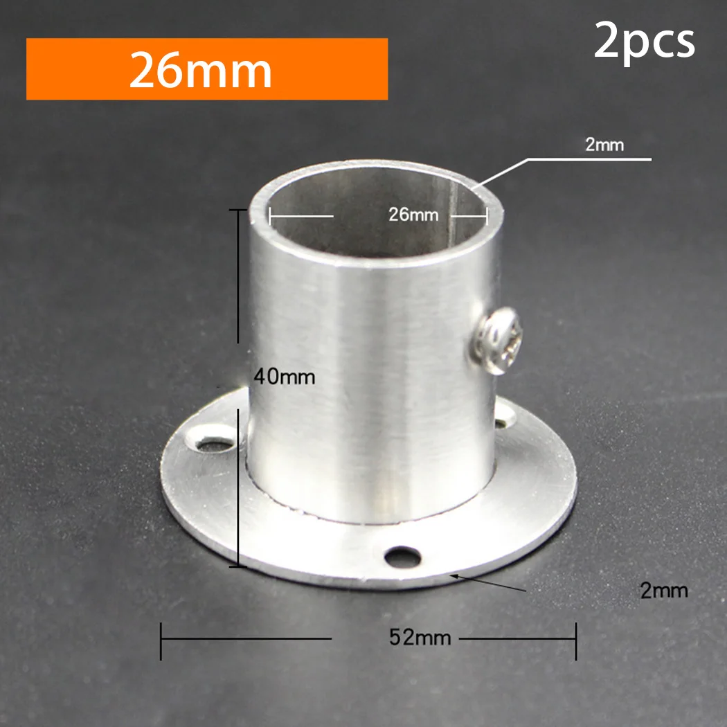 

2 Pcs Stainless Steel Cabinet Clothes Closet Rod Bracket Holder Flange Socket For Home Decoration Accessories