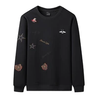 plus size men embroidered sweatshirt casual long sleeved crewneck sweatshirt streetwear pullover shirt for 2020 autumn new