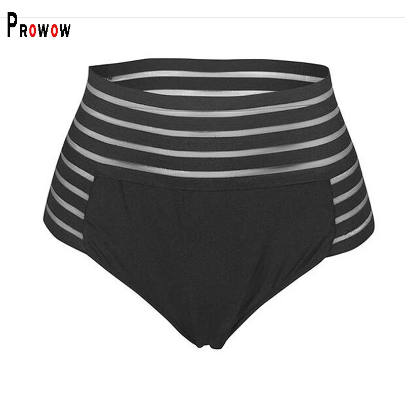 

Prowow Sexy Women Bikini Set Push Up High Waisted Striped Hollow Out Two Piece Swimsuits Balck Color Beachwear Bathing Suit