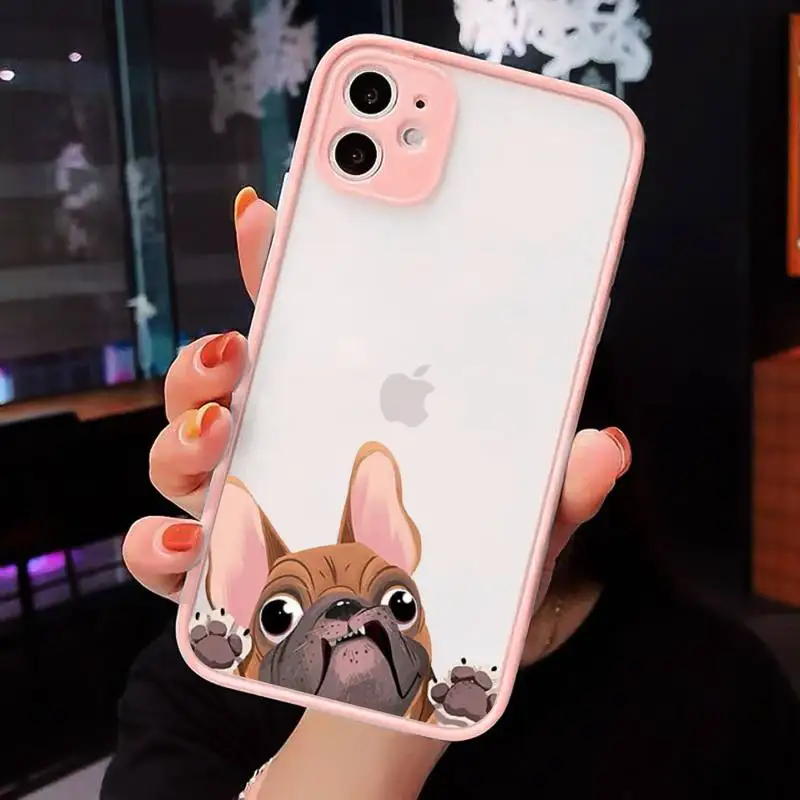 

Pug Dog French Bulldog Phone Case matte transparent For Pink iPhone 7 8 x xs xr 11 12 pro plus mini max Clear Funda
