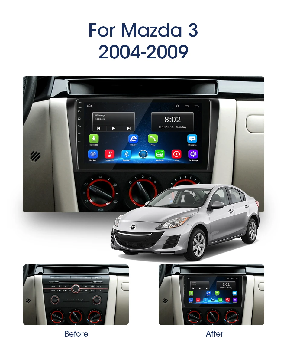 Android 8,1 2 din Автомобильный Радио мультимедийный плеер для Mazda 3 2004-2009 maxx axela RDS DSP навигация gps головное устройство авто стерео