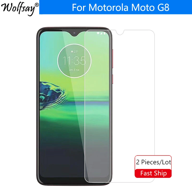 Protector de pantalla de vidrio templado para Motorola Moto G8, pel&iacute;cula protectora de vidrio templado 9H para Motorola G8, 2 uds.-0