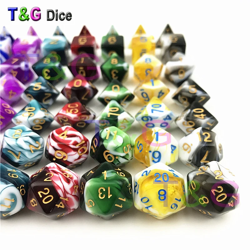 Decider Die прозрачный и белый цвет кости D4-D20 для ролевых вечеринок игрушки 7 видов