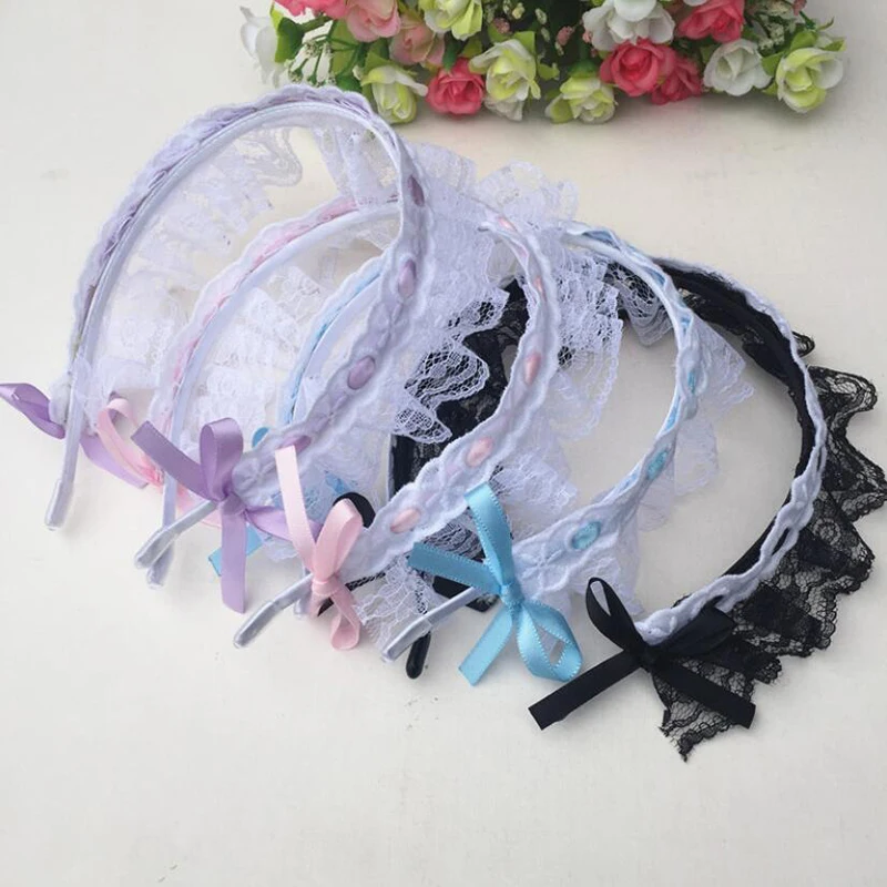 

Free shipping lolita lace bow ribbon women hairbands girl's headbands lady's headwear hair accessories headwrap