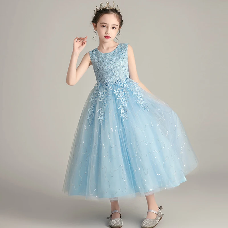 Новое длинное платье с блестками для девочек принцессы на день рождения