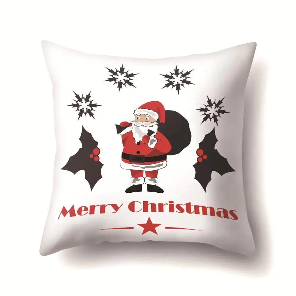 2BZ-40543-282 1Pcs Santa Pattern Christmas Cushion Cover 45*45 Decorative Throw Pillow Xmas New Year Home Decor Polyester Pillowcase 40543 - Цвет: 2BZ-40543-282