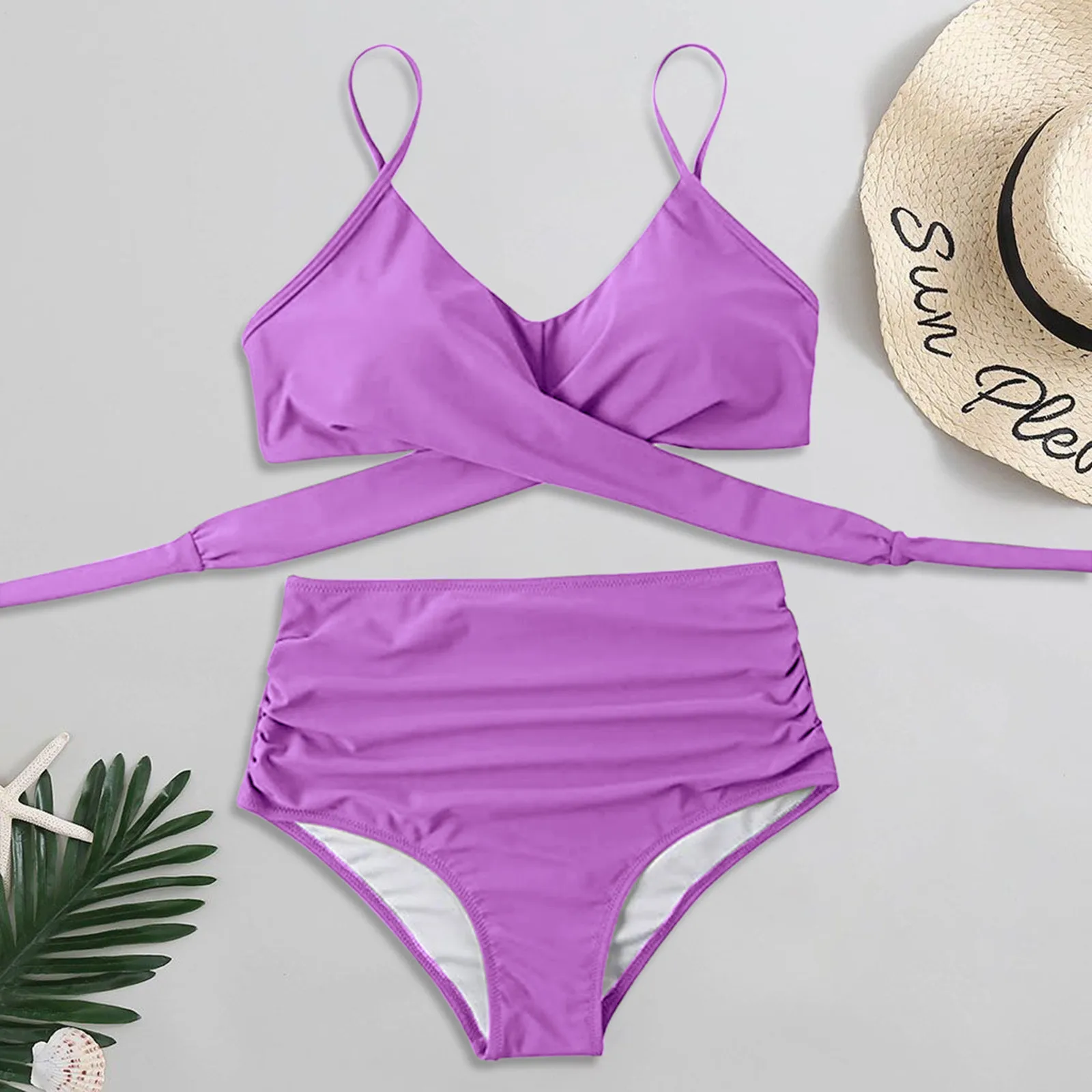 

2021 Sexy brazilian bikini Swimsuit Women Soild color High waist Swimwear Push Up Bathing suit