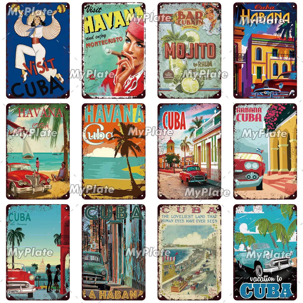 [MyPlate] ВИНТАЖНЫЙ ПЛАКАТ с изображением Кубы хабаны стандартный жестяной знак