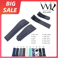 rolamy 20mm top quality blue rubber replacement wrist watch band strap belt for rolex submariner datejust gmt submariner daytona