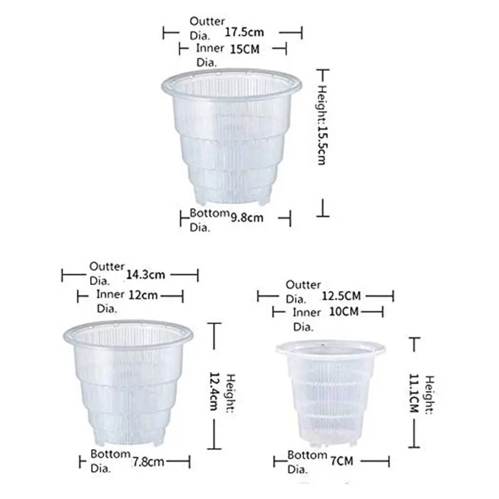 

Clear Flower Pot Orchid Pot With Breathable Hole Slotted Plastic Planter Container For Garden Desktop Decor