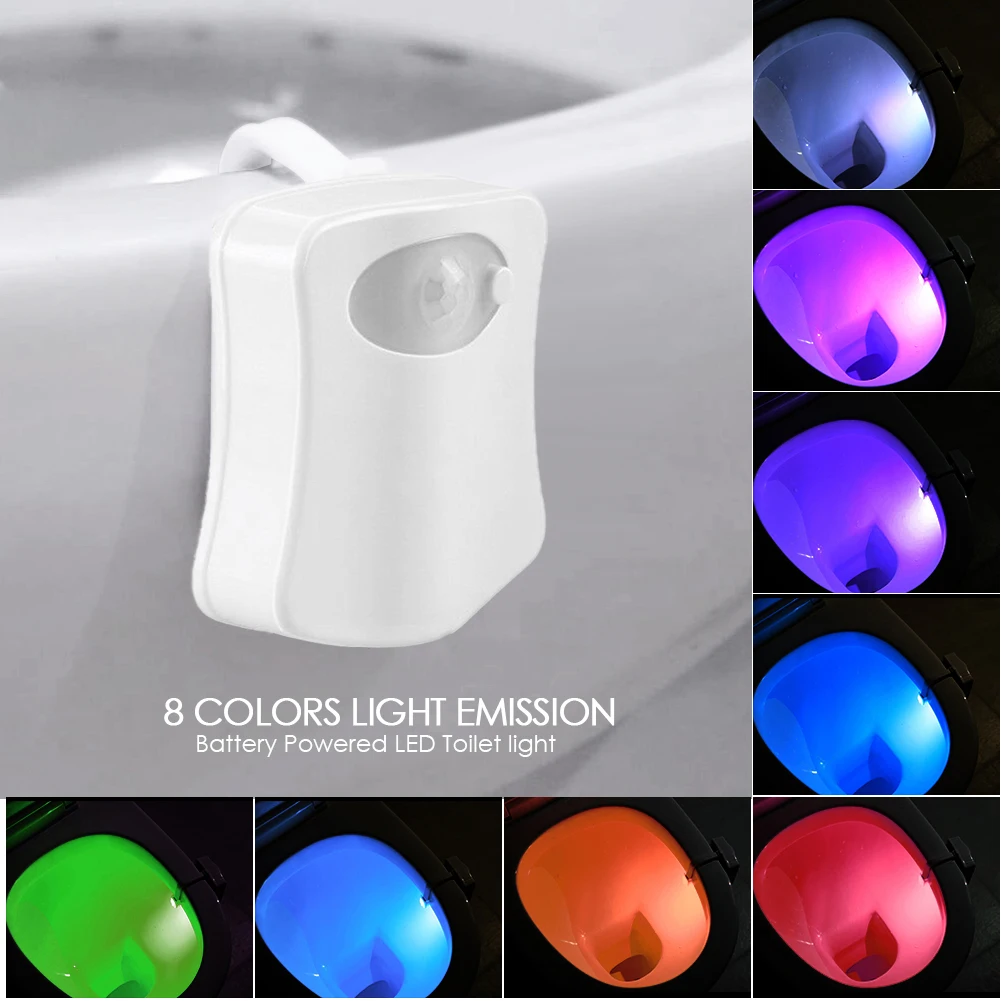

Smart Motion Sensor Toilet Seat Night Light 8/16 Colors Waterproof Backlight Body Sensor Hanging Toilet Lamp WC Toilet Light