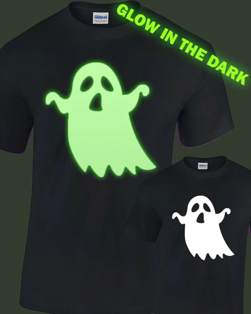 Spooky Ghost светится в темноте Футболка Мужчины Женщины Дети светящиеся Хэллоуин