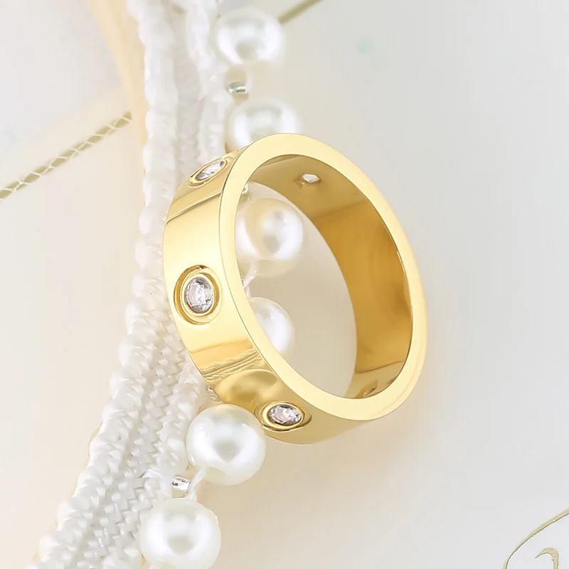 Модные циркониевые парные кольца с камнями и крестообразным винтом для женщин