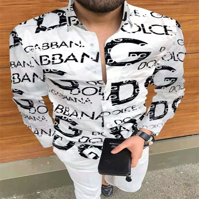 

Новинка, Мужская модная рубашка в европейском и американском стиле, кардиган с принтом, однобортная рубашка с длинным рукавом, мужской дело...