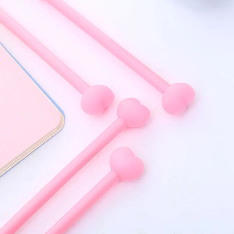 Korean Pink Heart Gel Pen Beautiful Kawaii Cute Fluffy Ballpoint Stationary For School Office Writing Supplies Stationery Thing |
