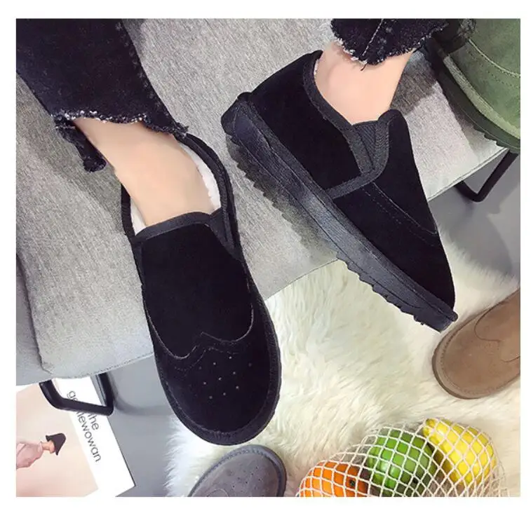 2021 Women Autumn Winter Flats Slip On Casual Cotton Shoes Warm Cozy Female Plus Size Loafers Snow Shoes Anti Skid Women's Shoes