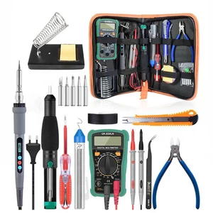 60w 110v 220v electric soldering iron kit adjustable temperature soldering station iron stand desoldeirng pump welding tools free global shipping