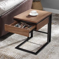 lawton walnut solid wood side table for living room with drawer woodern tea table end table square