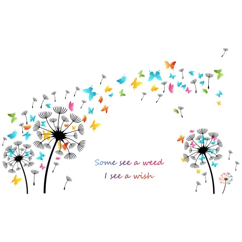 

Flying Dandelion Wall Sticker Colorful Butterflies Decals Art Home Decoration Accessories Teenage Aesthetic Posters Wall Decor