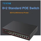 Сетевой коммутатор TEROW 10 портов 100 Мбитс POE с 8-POE + 2LAN Rj45 VLAN250Mвнутренний выключатель питания для камеры HaikangDahuaTP